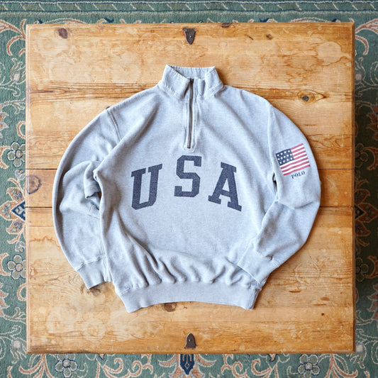 Vintage 90's POLO Ralph Lauren USA Quarter Zip Sweatshirt Size L