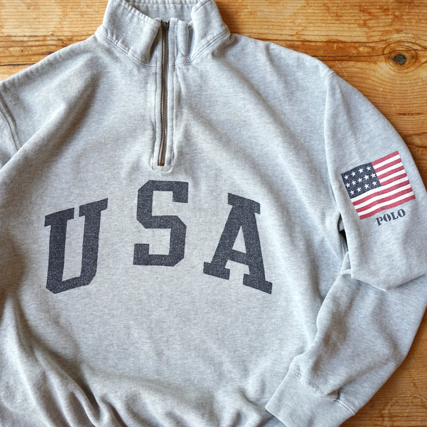 Vintage 90's POLO Ralph Lauren USA Quarter Zip Sweatshirt Size L