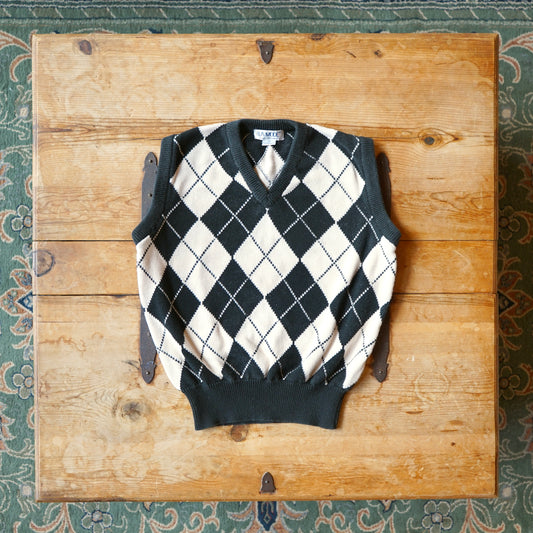 Vintage La Mode Argyle Vest Size M