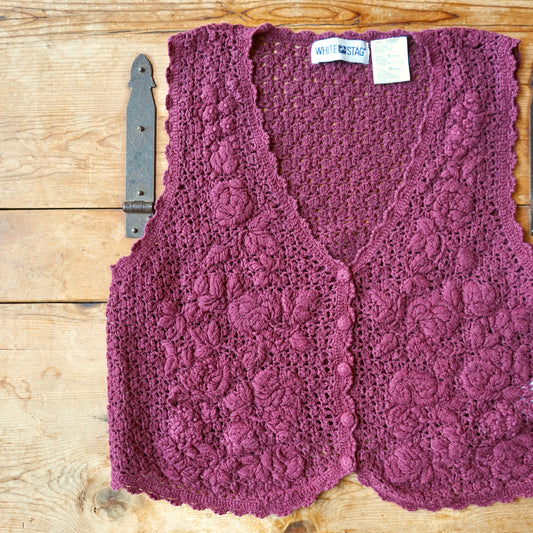 Vintage Burgundy Knitted Tank Size M/L
