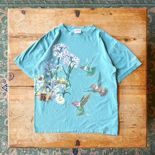 Vintage Hummingbird Floral Jamaica Tee Size L