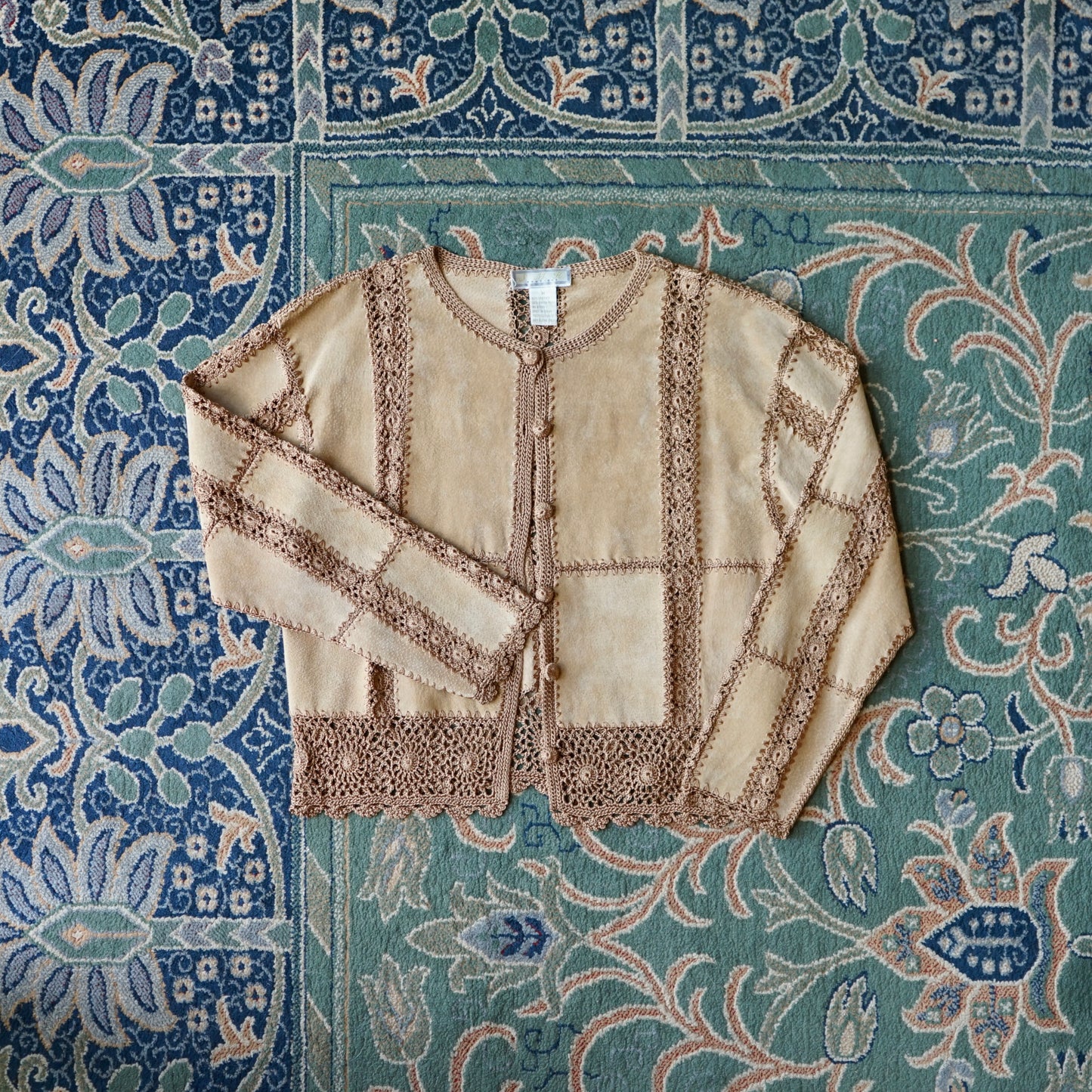 Vintage SMH Leather Crochet Top Size M