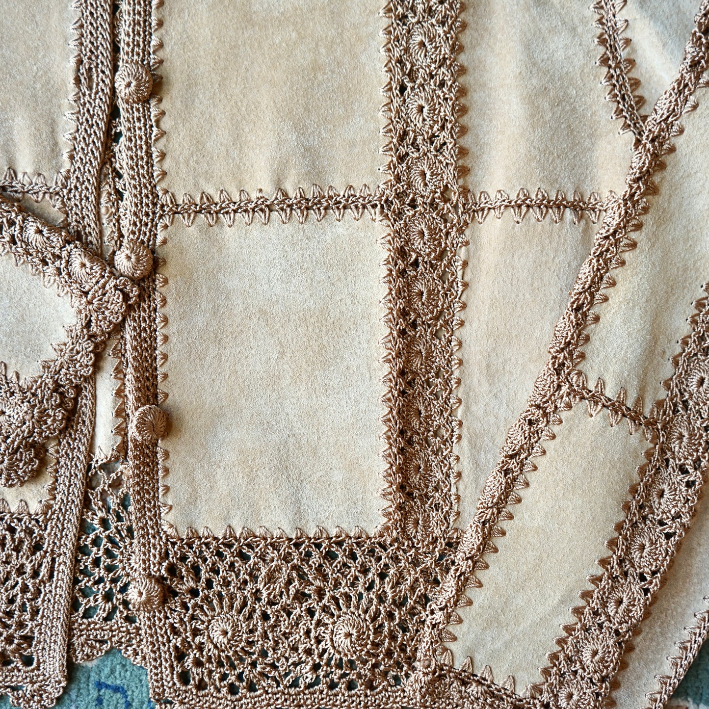 Vintage SMH Leather Crochet Top Size M