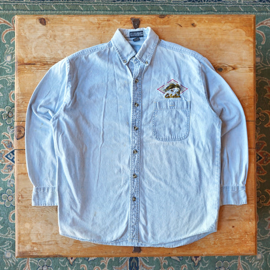 Vintage 100% Cotton LA Loving Cabelas Denim Button Up Size L