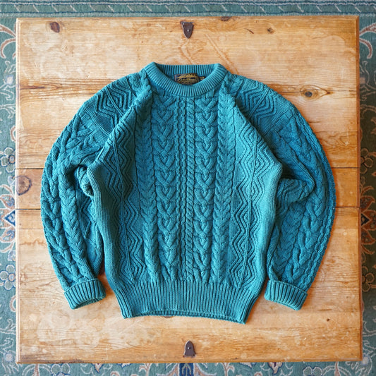 Vintage Eddie Bauer Dark Teal Chunky Knit Sweater Size MT