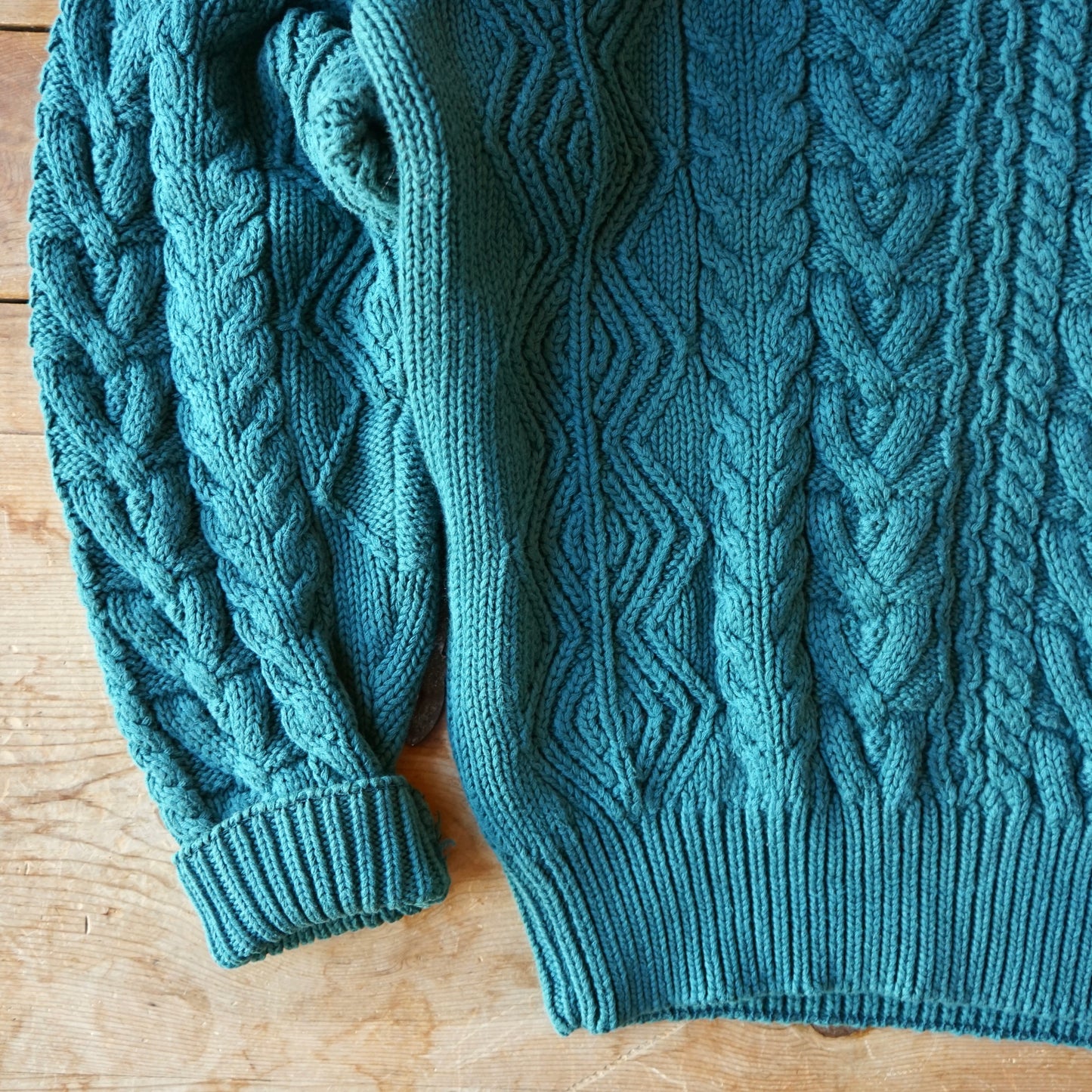 Vintage Eddie Bauer Dark Teal Chunky Knit Sweater Size MT