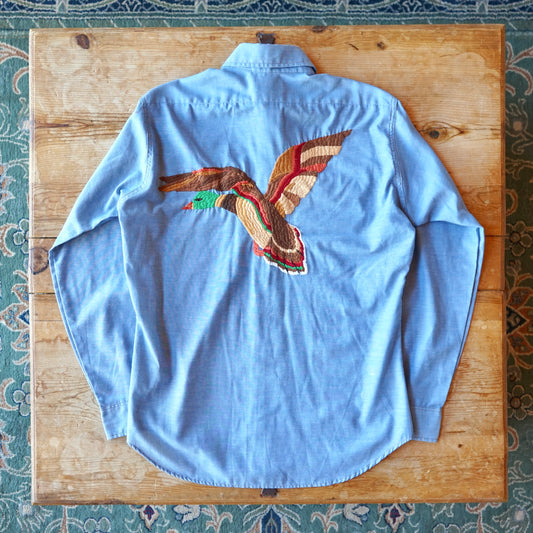 Vintage Levi's Chambray Orange Tab Duck Button Up Work Shirt Size L