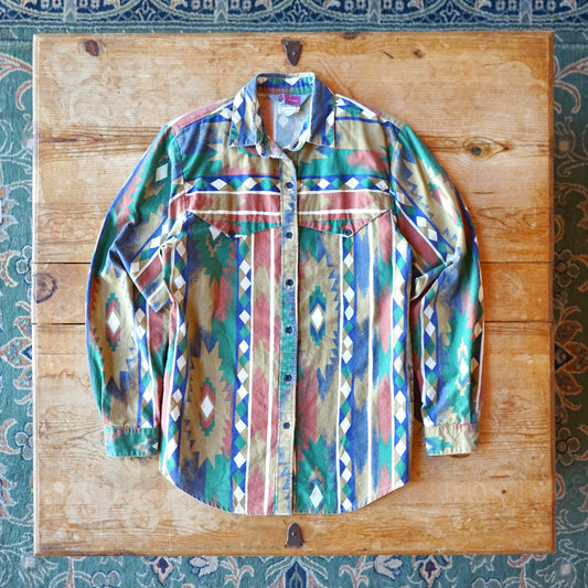 Vintage Cameo Rose Western Button Up Size S