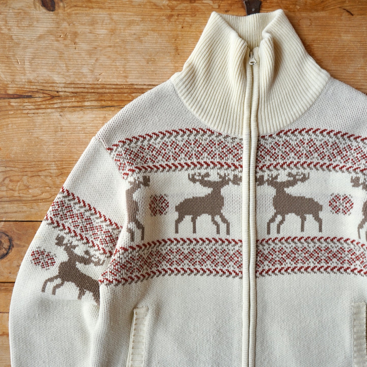 Vintage John Blair Moose Zip Up Sweater Size M