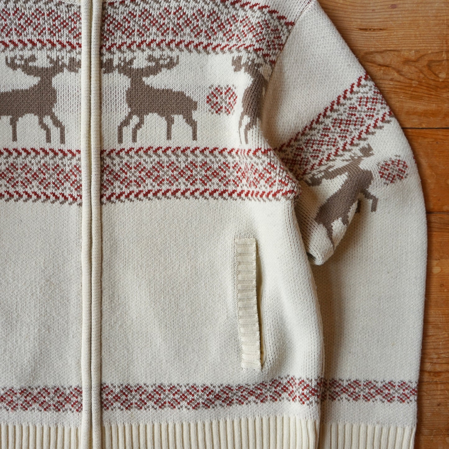 Vintage John Blair Moose Zip Up Sweater Size M