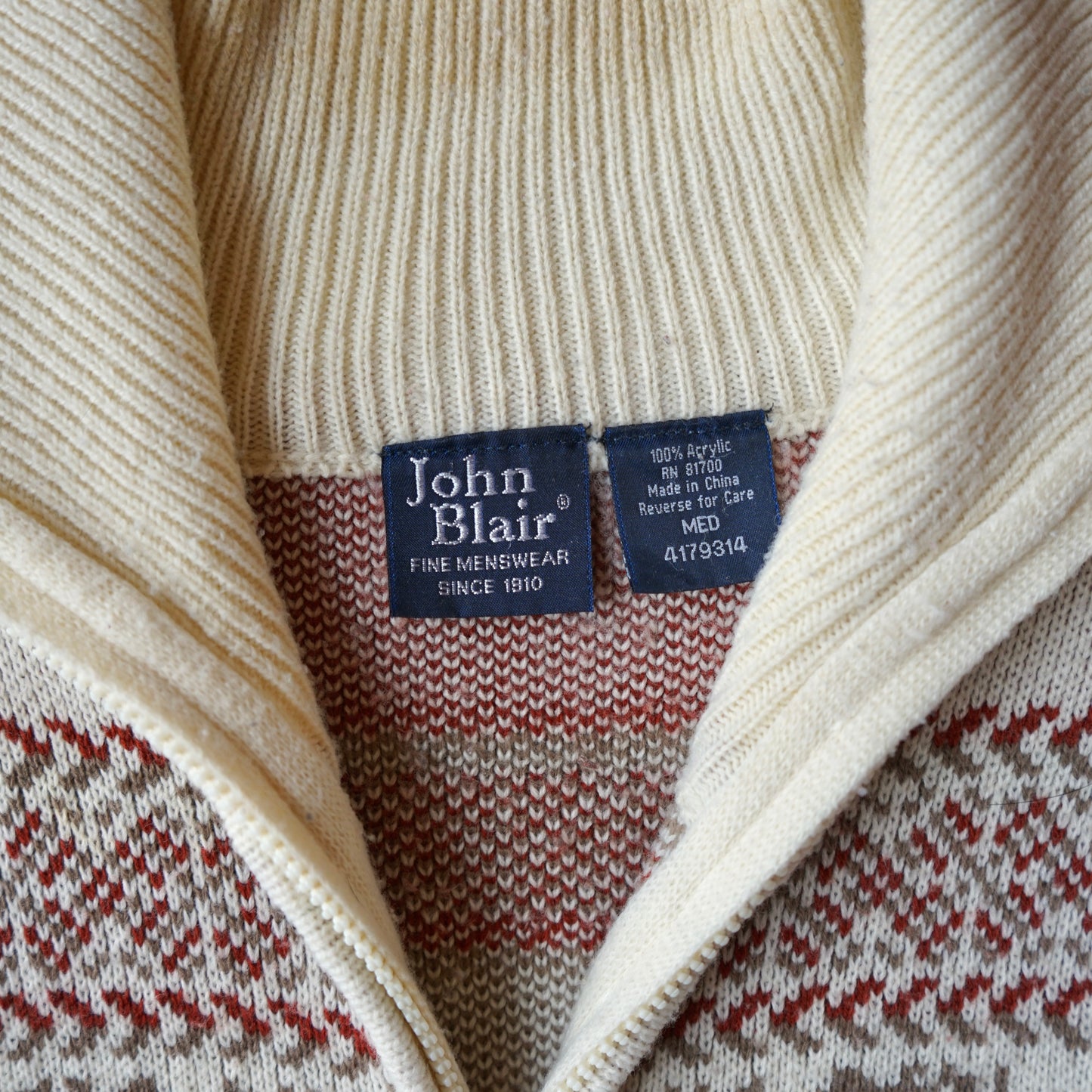 Vintage John Blair Moose Zip Up Sweater Size M