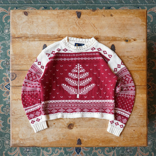 Vintage Liz Sport 100% Cotton Winter Knit Sweater Size M