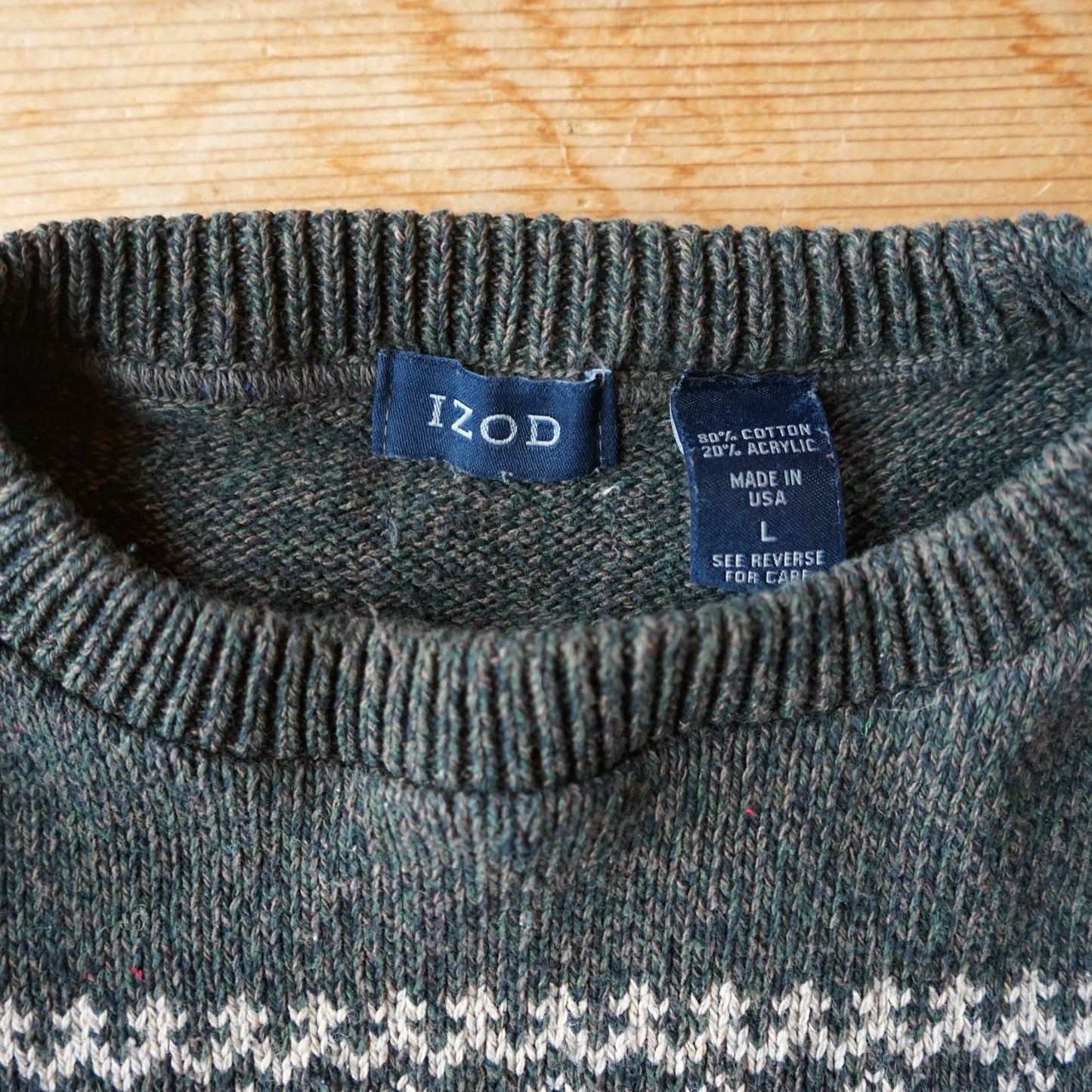 Vintage IZOD Green Winter Sweater Size L