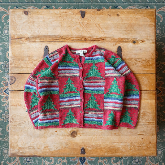 Vintage David Brooks Christmas Knit Button Up Size M