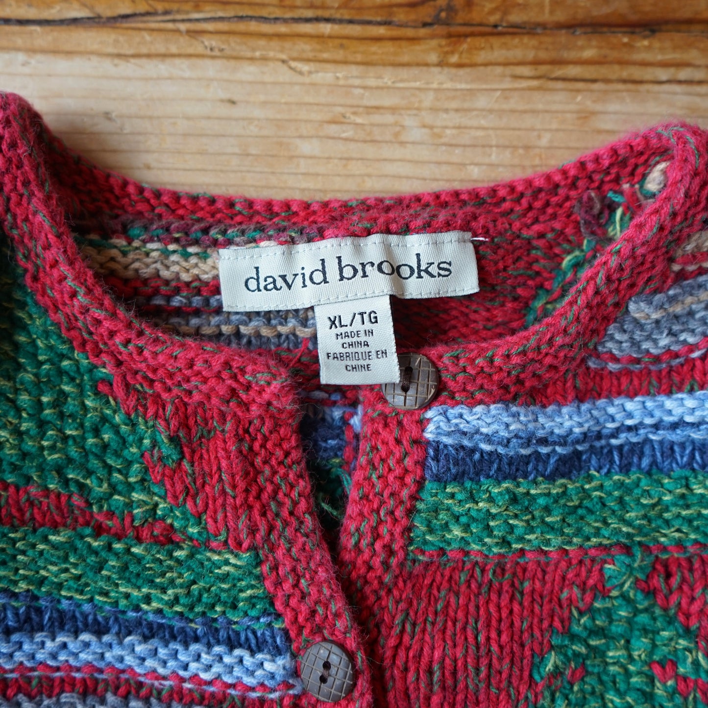 Vintage David Brooks Christmas Knit Button Up Size M