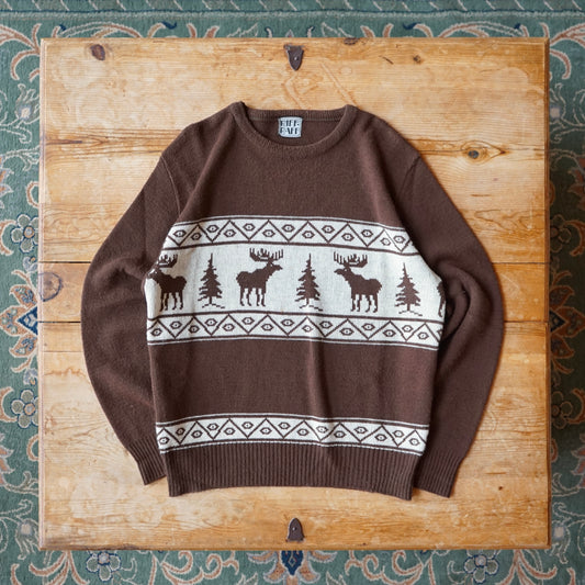 Vintage Riff Raff Brown Moose Winter Sweater Size M/L