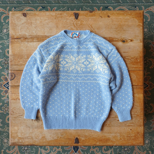 Vintage Bravo Baby Blue Snowflake Sweater Size M