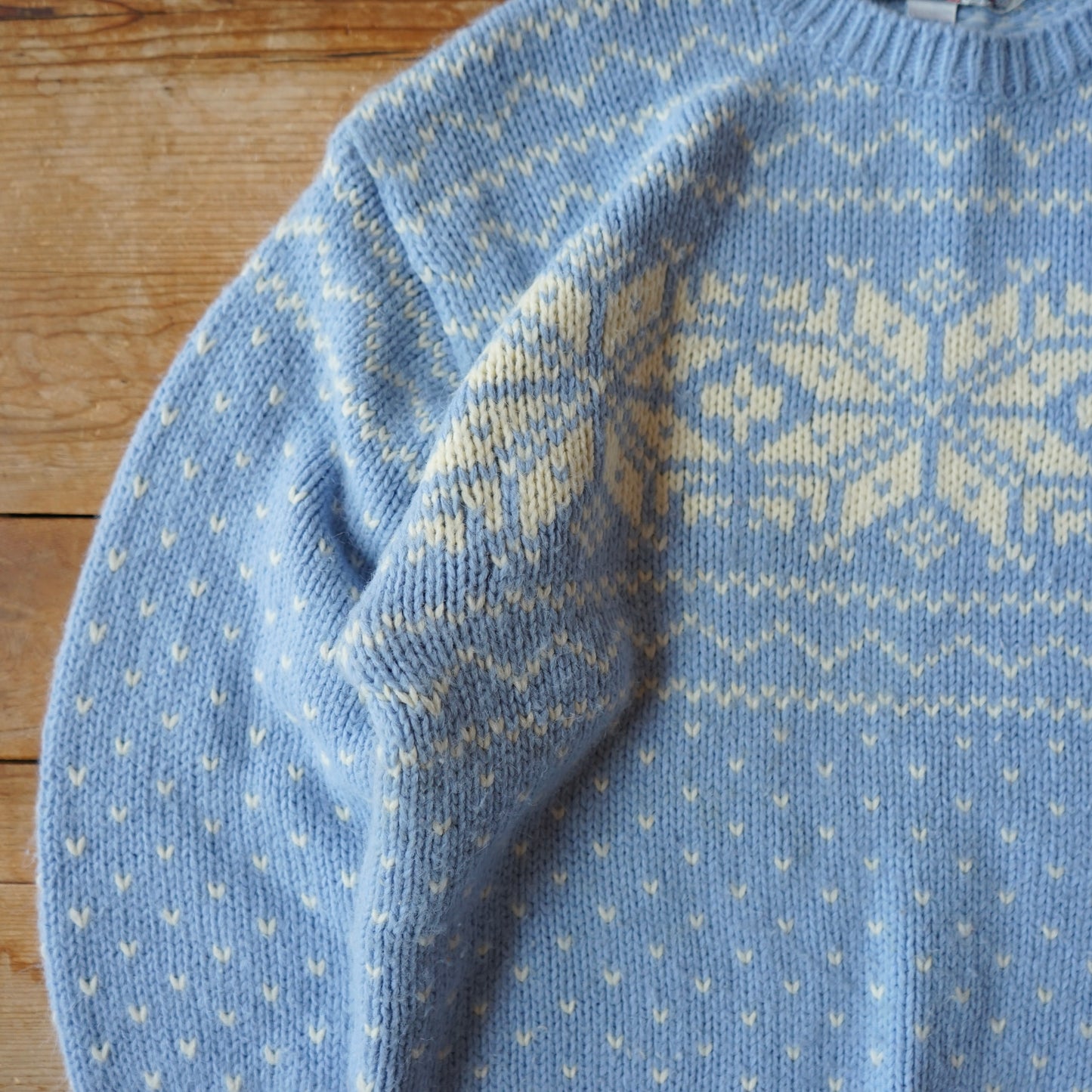 Vintage Bravo Baby Blue Snowflake Sweater Size M