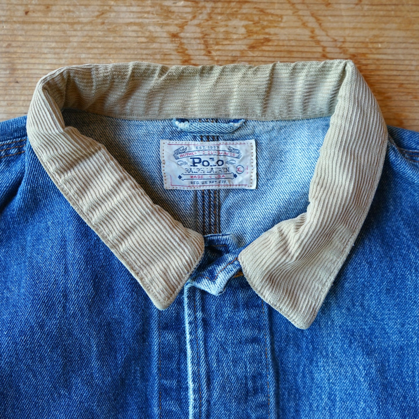 Vintage 1990's Made in USA Polo Ralph Lauren Dungarees Denim Jacket Size XL
