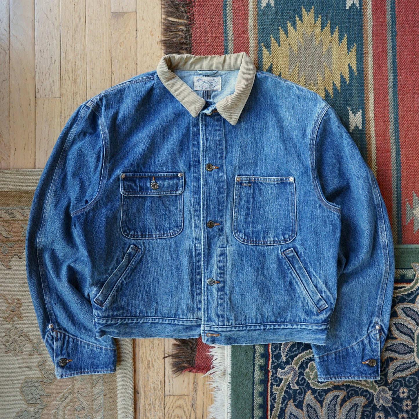 Vintage 1990's Made in USA Polo Ralph Lauren Dungarees Denim Jacket Size XL