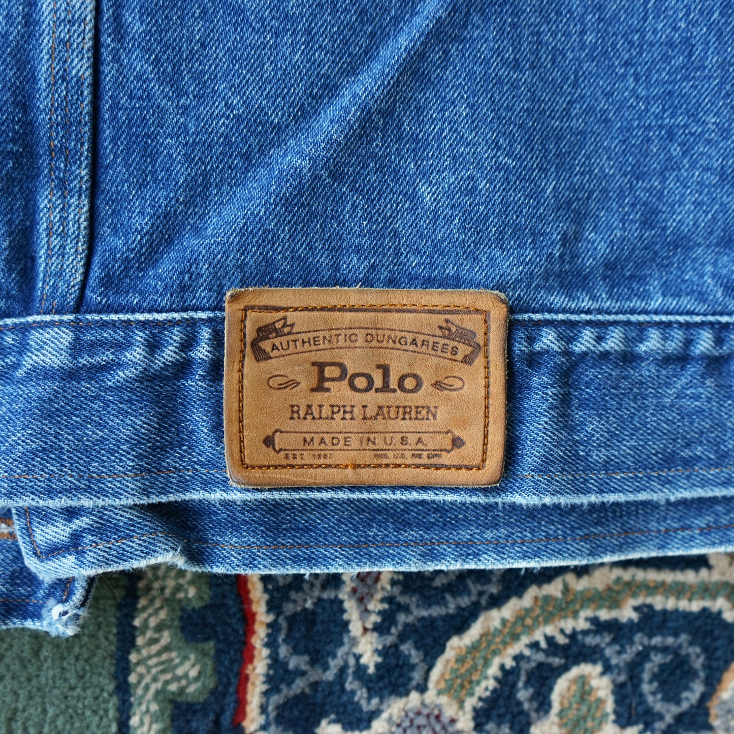 Vintage 1990's Made in USA Polo Ralph Lauren Dungarees Denim Jacket Size XL