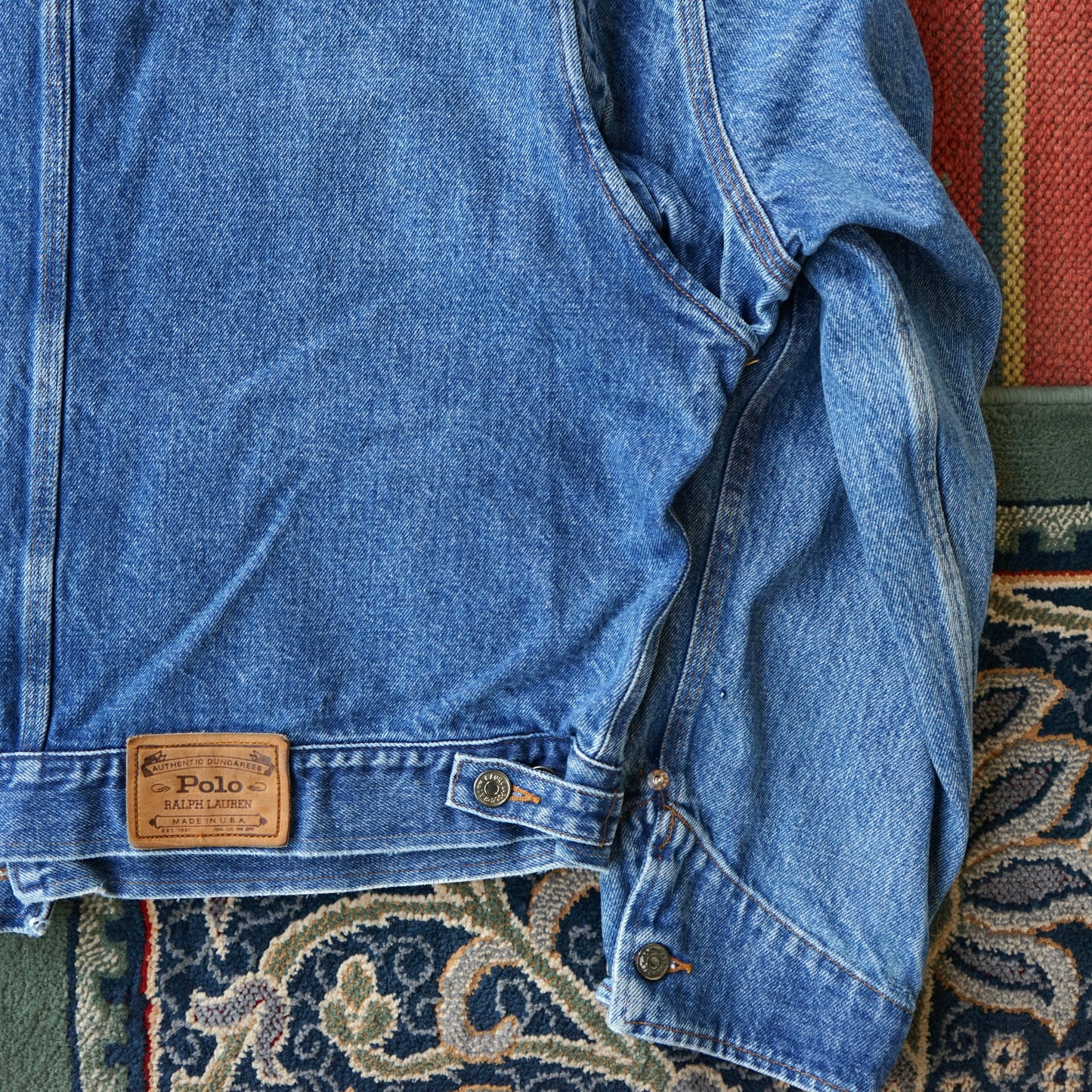 Vintage 1990's Made in USA Polo Ralph Lauren Dungarees Denim Jacket Size XL