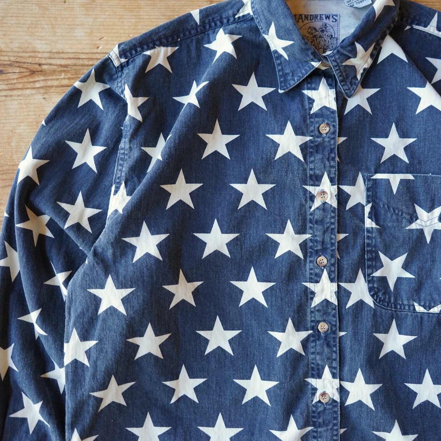 Vintage Western Andrews Blues Star Button Up Size L
