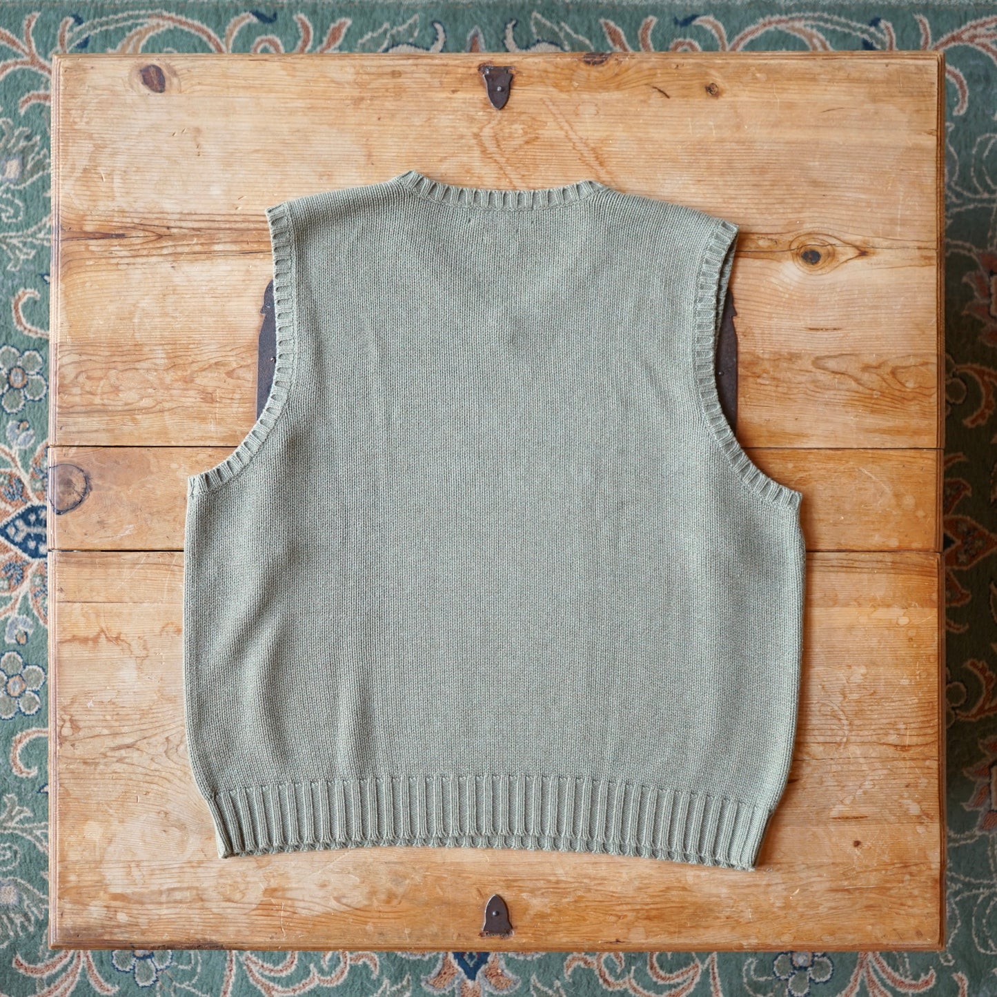 Vintage Ralph Lauren 100% Cotton Olive Knit Vest Size L