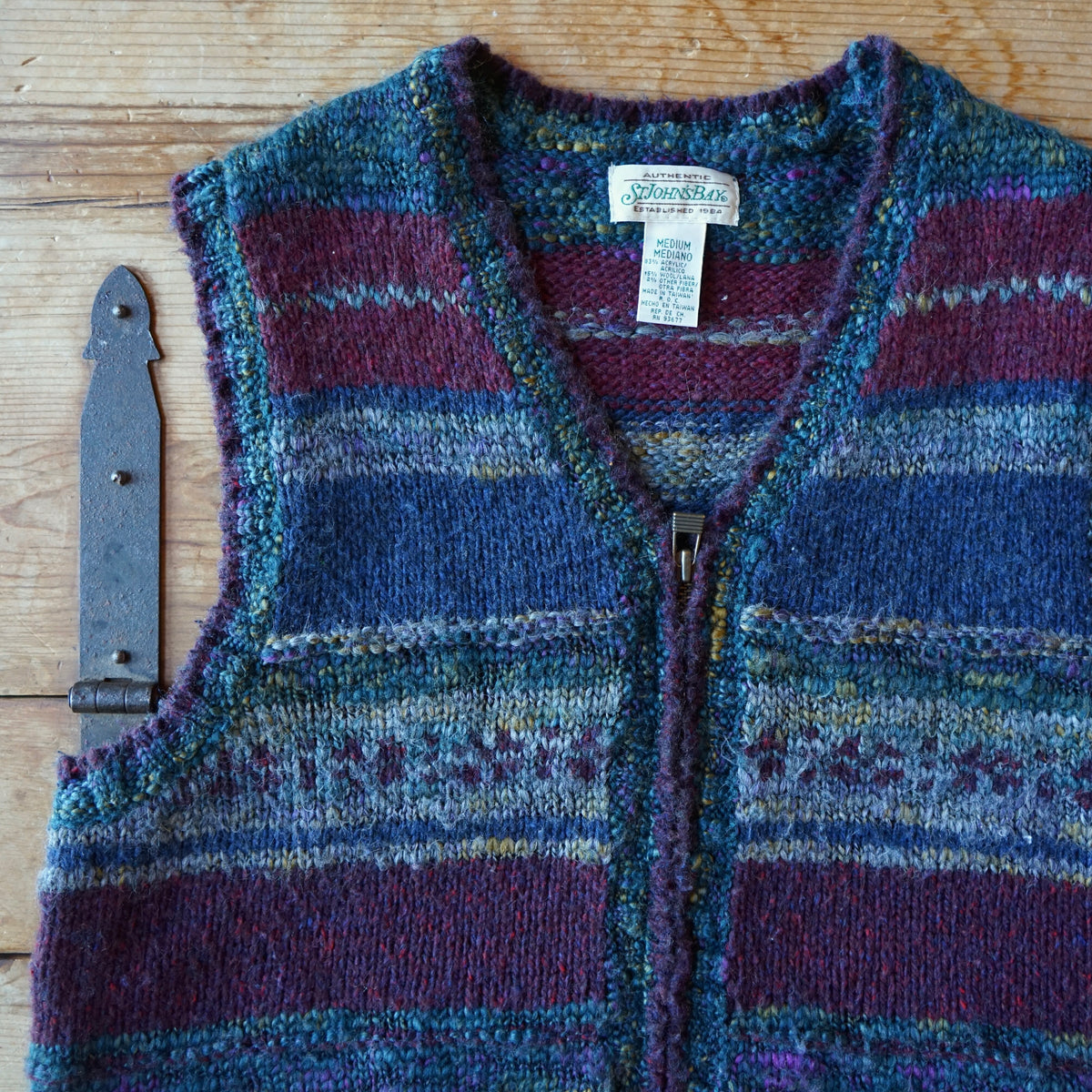 Vintage St Johns Bay Zip Up Sweater Vest Size M