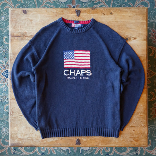 Chaps Ralph Lauren 100% Cotton Americana Knit Sweater Size M