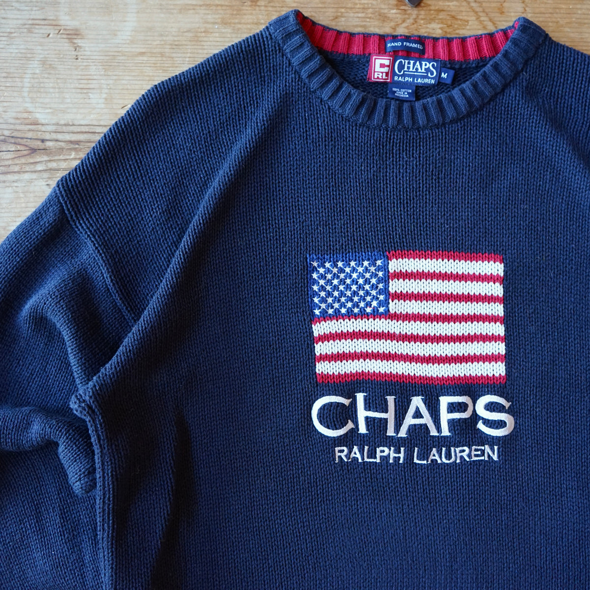 Chaps Ralph Lauren 100% Cotton Americana Knit Sweater Size M