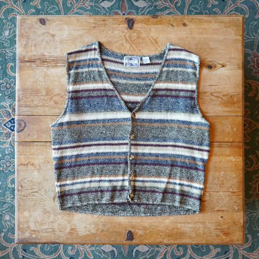 Vintage Property Button Up Knit Vest Size XL