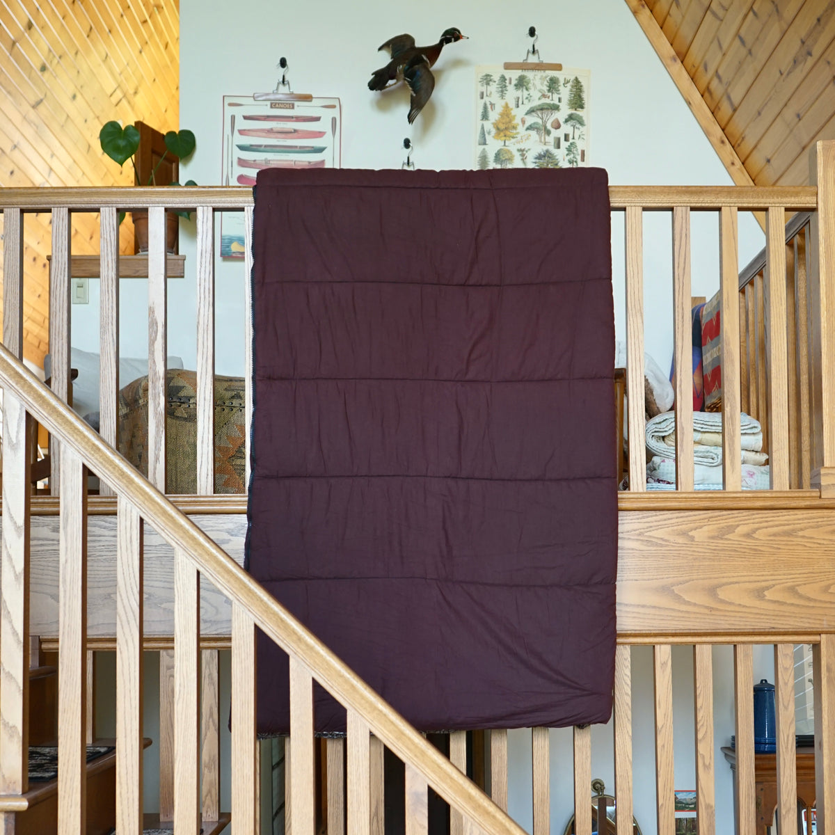 Vintage XL Deer Quilted Maroon Flannel Hunting Sleeping Bag