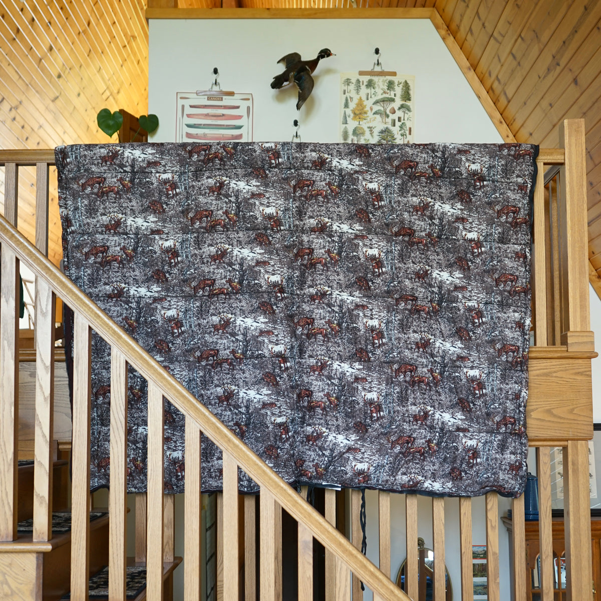Vintage XL Deer Quilted Maroon Flannel Hunting Sleeping Bag