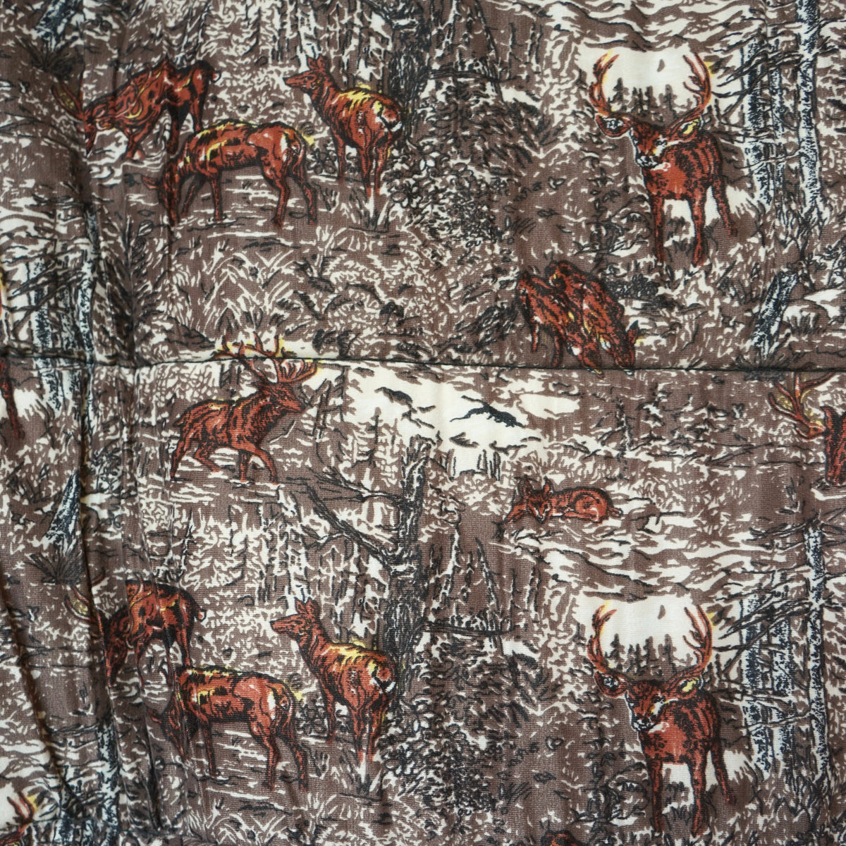 Vintage XL Deer Quilted Maroon Flannel Hunting Sleeping Bag