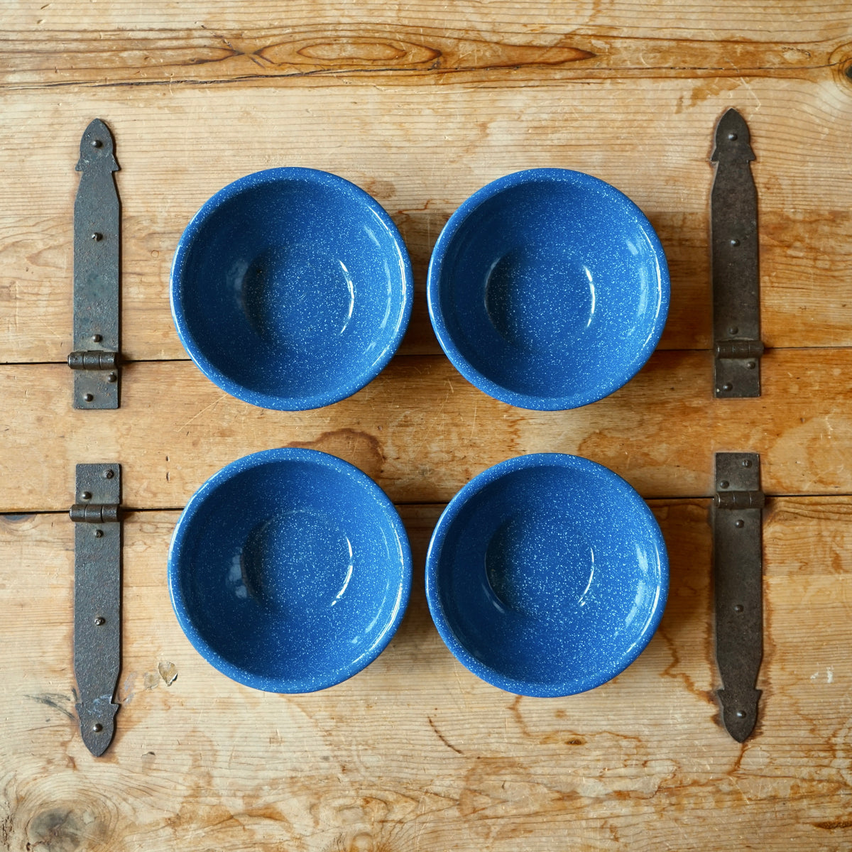 Set of 4 Vintage Enamel Camp Bowls
