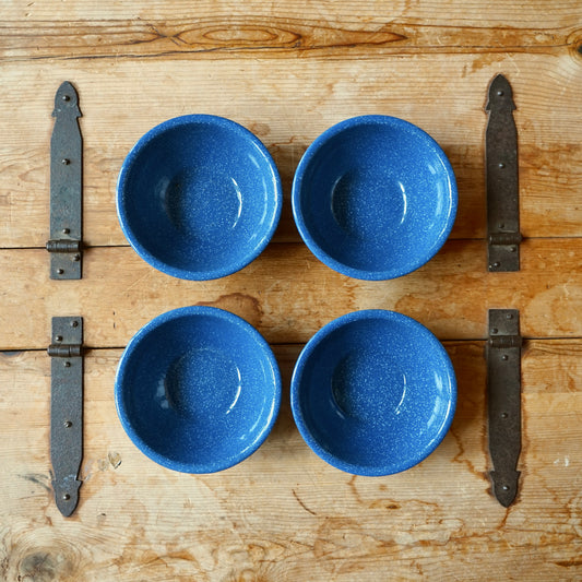 Set of 4 Vintage Enamel Camp Bowls
