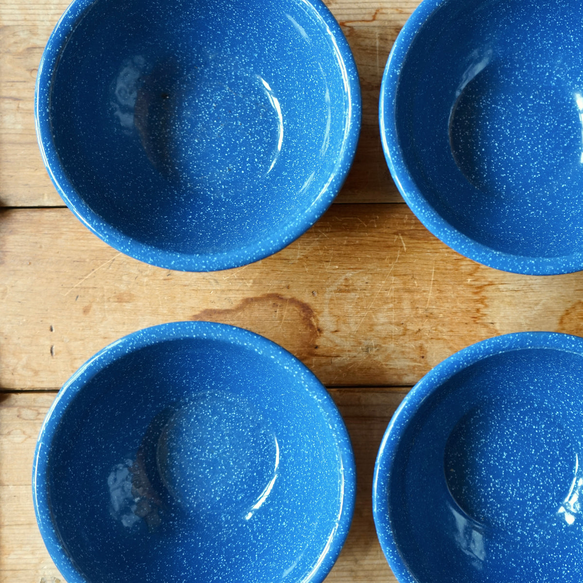 Set of 4 Vintage Enamel Camp Bowls