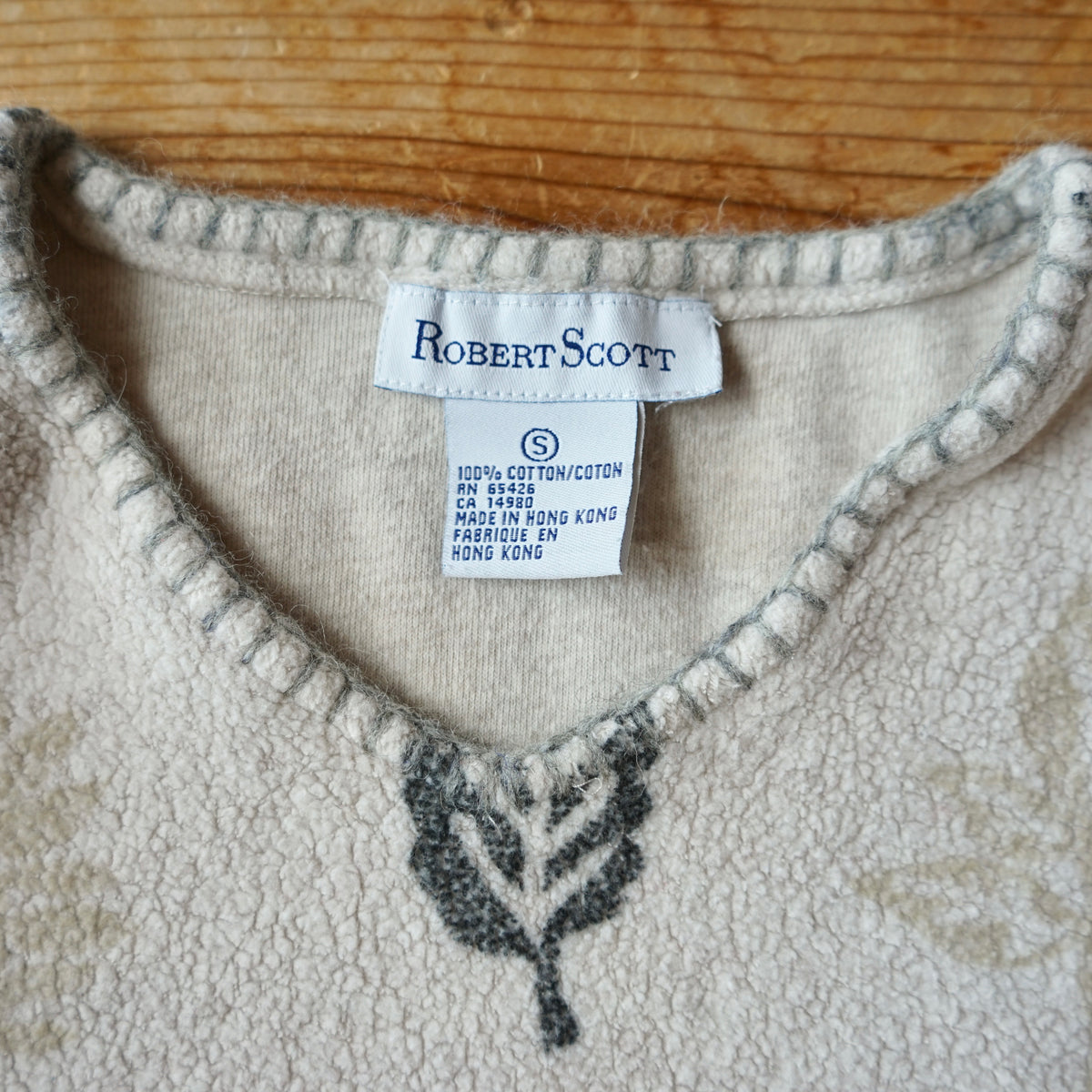 Vintage Robert Scott 100% Cotton Leaf Fleece Size S