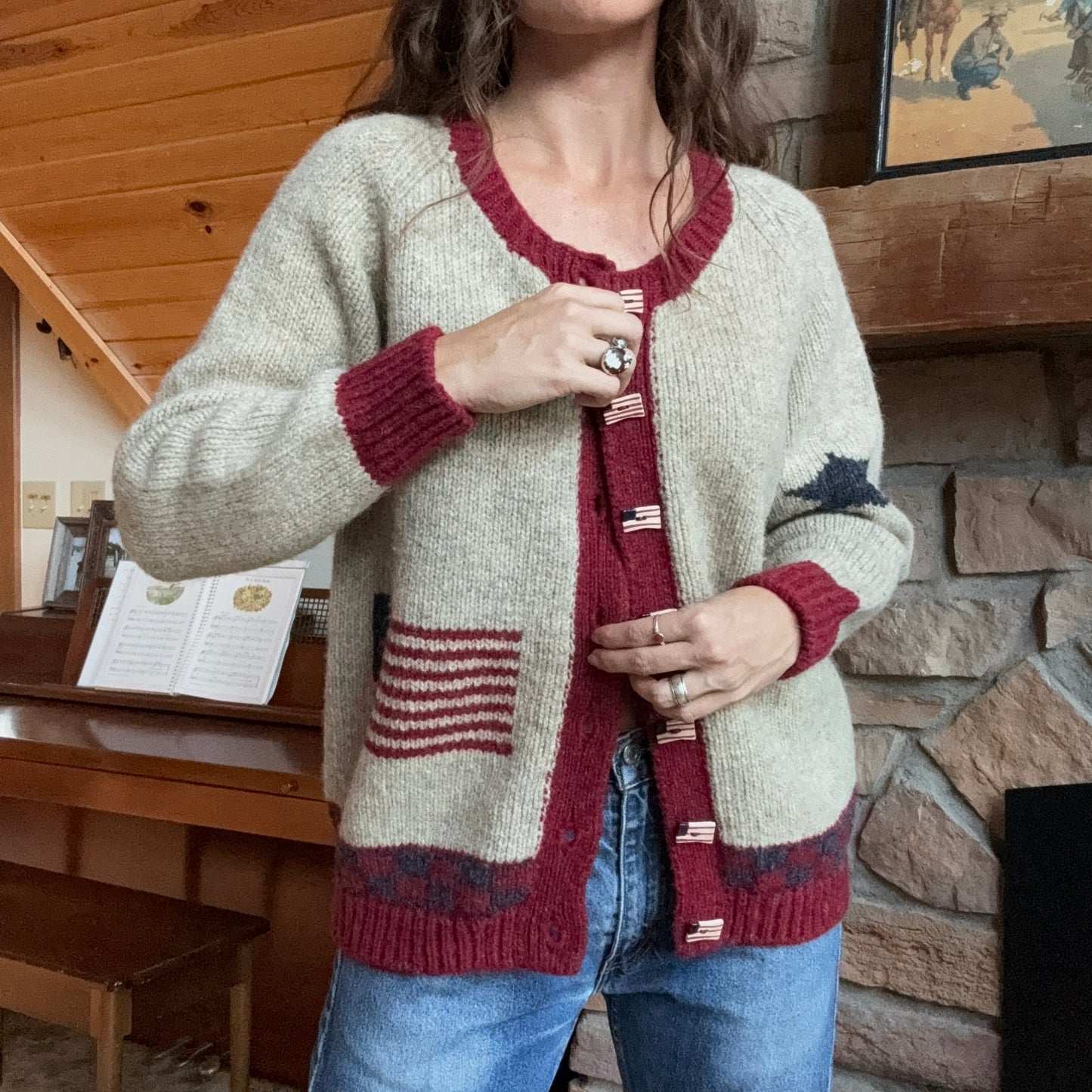 Vintage Handmade Americana Sweater Size L