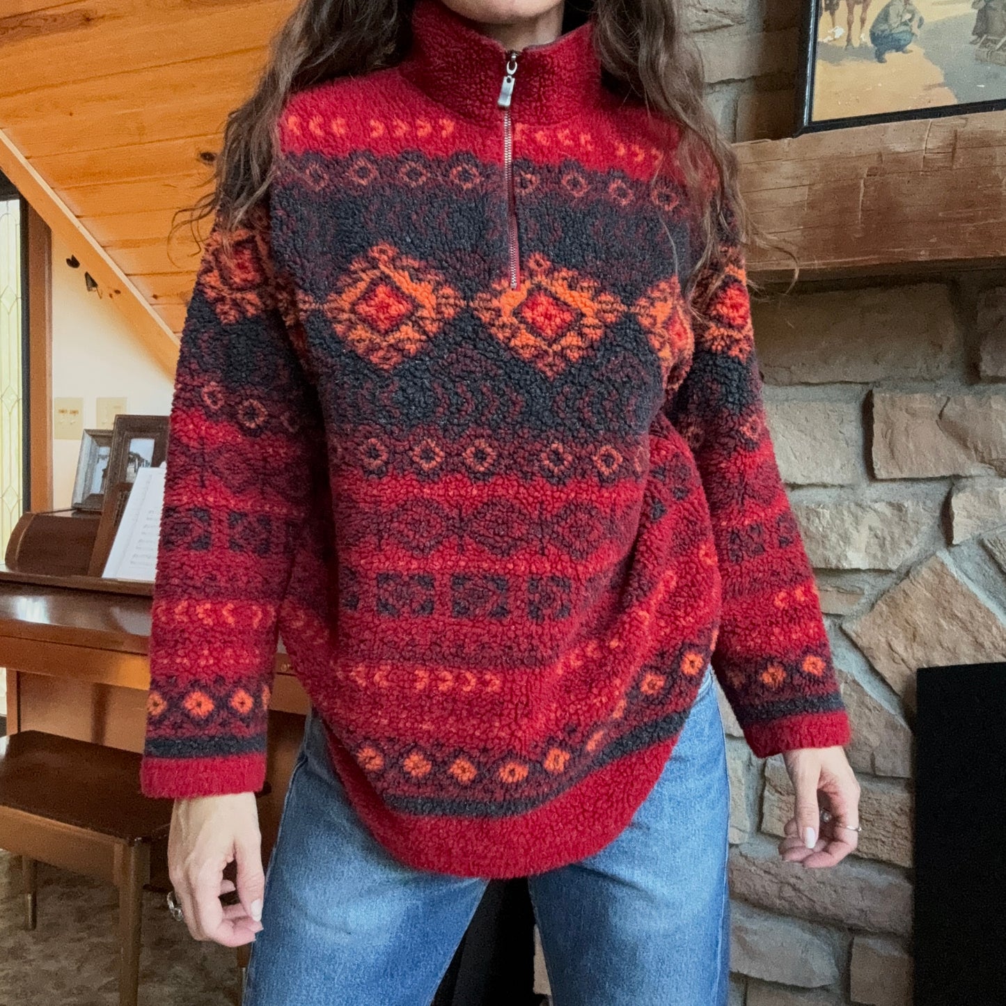 Vintage Marsh Landing Fleece Quarter Zip Size M