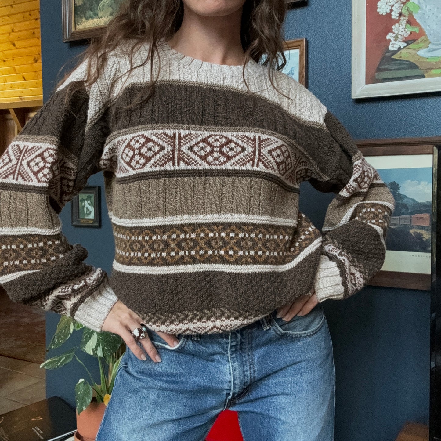 Vintage Croft & Barrow Neutrals Knit Sweater Size M/L