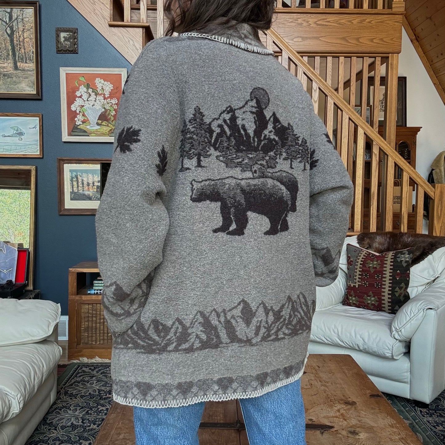 Vintage Wooded River Mountain Bear Coat