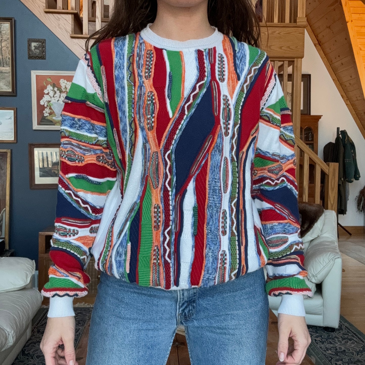 Vintage Monte Chiaro Made in Italy Coogi Style Sweater Size M/L