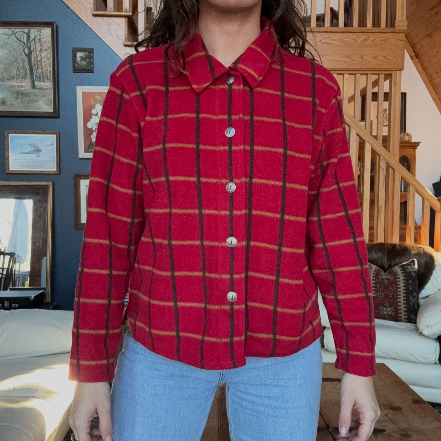 Faded Glory Plaid Fleece Button Up